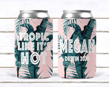 Load image into Gallery viewer, Palm Leaves Party Huggers. Tropical Wedding or Bachelorette Party Favors. Girl's Weekend Family Vacation Beach Favors.