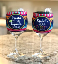 Load image into Gallery viewer, Fiesta Solo Cup Huggers. Fiesta Beach Party Favors. Girls weekend. Fiesta Bachelorette or Birthday. Personalized Mexican Vacation Favors!