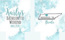 Load image into Gallery viewer, Blue Marbleized Party Huggers. Birthday or Bachelorette Huggers. Personalized Birthday Party Favors. Custom Bachelorette Party Favors!