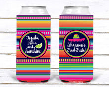 Load image into Gallery viewer, Fiesta Slim Can Party Huggers. Mexican Party Favors. Slim Can Fiesta Birthday Party Favors! Bachelorette Fiesta! Slim Can Bachelorette!