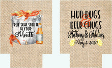 Load image into Gallery viewer, Crawfish Boil Party Huggers. Cajun Crayfish Boil Coolies. Engagement or Wedding Crawfish Boil Party Favors. Crawfish Shower Favors.