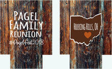 Load image into Gallery viewer, Wood Grain States Party Huggers. Rustic Bachelorette or Birthday Party Favors. Mountain Party! Rustic Wedding Favors!