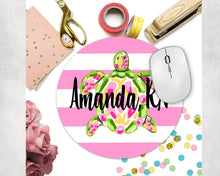 Load image into Gallery viewer, Sea Turtle Mouse Pad. Custom personalized Sea Turtle gift. Sea Turtle Desk accessory! Sea Turtle theme gift! Gift for teacher, mom, sister!