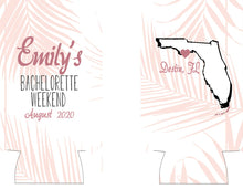 Load image into Gallery viewer, Palm Leaves Party Huggers. Rose Gold Birthday or Bachelorette Party Favors. Rose Gold Girls Weekend Favors. Family Vacation Beach Favors.