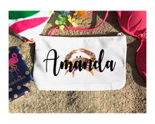 Load image into Gallery viewer, Crab Make Up bag. Great Bachelorette or Girls Weekend Favors. Beach Weekend Make up Bag. Beach Party favors! Crab make up bag!