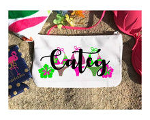Load image into Gallery viewer, Bikini bag. Great Bachelorette or Girls Weekend Favors. Bachelorette Beach Weekend Make up Bag.