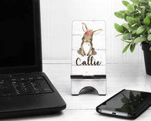 Load image into Gallery viewer, Bunny Cell Phone Stand. Rabbit Cell Phone Stand, personalized Bunny gift, Rabbit lover gift, custom Bunny gift. Birthday Party Favors!