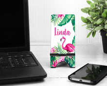 Load image into Gallery viewer, Flamingo Palms Phone Stand