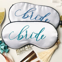 Load image into Gallery viewer, Glitter Bride Sleep Mask! Wedding shower Gift. Engagement Party gifts! Bride and Groom gifts. Bachelorette Party sleep mask. Gift for Bride!