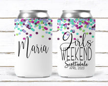 Load image into Gallery viewer, Confetti party huggers. Custom party favors. Personalized Birthday or Bachelorette Party Favors. Girls Weekend party favors!