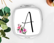 Load image into Gallery viewer, Personalized Floral Mirror | Bridal Party Favor | Bridesmaid Gift | Bachelorette Party Favors | Make up Mirror |Shit Kit Bags