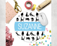 Load image into Gallery viewer, Cat Theme Mouse Pad. Custom Personalized Cat lover gift. Perfect Custom Cat Desk accessory!