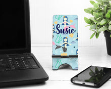 Load image into Gallery viewer, Mermaid Cell Phone Stand. Mermaid themed gift, Mermaid present. Mermaid birthday party favors. Personalized Teacher, coworker present!