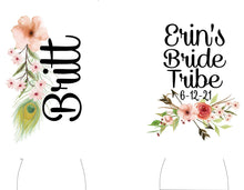 Load image into Gallery viewer, Boho Slim party huggers. Skinny can party favors. Personalized Birthday or Bachelorette Party. Slim Can Floral Bridesmaid Proposal favors!