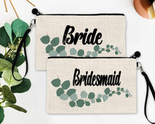 Load image into Gallery viewer, Watercolor Leaf Make up bag. Great Summer Bachelorette or Girls Weekend Favors. Make up bag Summer Party Favors! Summer Party Gifts!