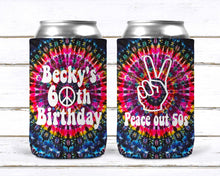 Load image into Gallery viewer, Tie Dye Party Huggers. Hippie 70's tie dye Birthday Party Huggers. Retro Birthday Coolies. 70's theme Party Favors