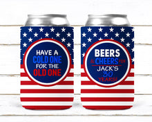 Load image into Gallery viewer, Beers and Cheers Party huggers. 21 30 40 50 Beer Birthday Favors! Bachelor Party Gifts. Cheers and Beers Party favors. Groomsman Can Cooler