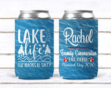 Load image into Gallery viewer, Lake Life Personalized Huggers. Lake or River Party Favors. Float Trip Favors! Bachelor or Bachelorette Tubing Party Favors!