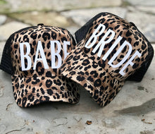 Load image into Gallery viewer, Leopard Trucker Hat | Birthday Trucker Hat | Bachelorette Party Hat | Leopard Party Hat | Bride to Be Hat | Bride Hat |