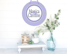 Load image into Gallery viewer, Purple and Gray Personalized Room Sign. Dorm Room Roommate Sign! Dorm Room door Hanger