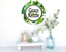 Load image into Gallery viewer, Palm Leaves Dorm Room Signs. Personalized Graduation gifts. Great Dorm Room decoration. Roommate sign too! Palm Leaves Dorm Decor