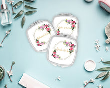 Load image into Gallery viewer, Floral Wedding Party Mirror| Bridal Party Favor| Bridesmaid Gift| Bachelorette Party Favors| Make up Mirror|Shit Kit Bags|Personalized