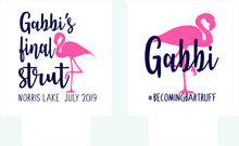 Load image into Gallery viewer, Pink Flamingo Huggers. Birthday or Girls Weekend Coolies. Flamingo Bachelorette Party Favors. Personalized Flamingle Coolies. Flamingo FUN!