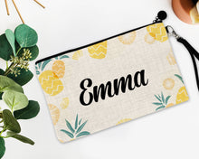 Load image into Gallery viewer, Pineapple Print Make up bag. Great Summer Bachelorette or Girls Weekend Favors. Make up bag Summer Party Favors! Summer Party Gifts!