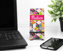 Load image into Gallery viewer, Quilt Pattern Personalized Cell Phone Stand