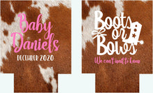 Load image into Gallery viewer, Boots and Bows Baby Shower Personalized Drink Insulators