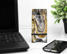Load image into Gallery viewer, Geode Gold and Black Phone Stand