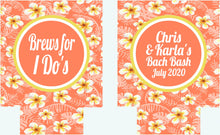 Load image into Gallery viewer, Tropical Wedding Can Coolies. Luau Flowers Birthday or Bachelorette Party Favors. Girl's Weekend Beach Favors.Family Vacation