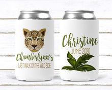 Load image into Gallery viewer, Jungle Party Huggers. Getting Wild Bachelorette or Birthday Huggers. Leopard Bachelorette Party Favors. Personalized Party Huggers!