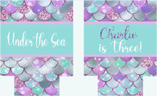 Load image into Gallery viewer, Mermaid party huggers. Mermaid party favors. Personalized Mermaid Birthday or Bachelorette Party Favors. Slim Can Mermaid party favor!