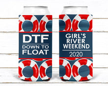 Load image into Gallery viewer, Floats Slim party huggers. Skinny can party favors. Personalized Birthday or Bachelorette Party Favors. Slim Can USA float party favors!
