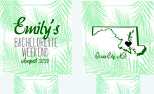 Load image into Gallery viewer, Palm Leaves Party Huggers. Rose Gold Birthday or Bachelorette Party Favors. Rose Gold Girls Weekend Favors. Family Vacation Beach Favors.