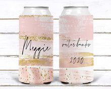 Load image into Gallery viewer, Rose Gold "Glitter" Party Huggers. Slim Can Party. Personalized Bachelorette Party favors. Birthday Party Favors! White and Gold favors.