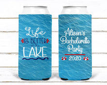 Load image into Gallery viewer, Lake Party Slim Can Huggers. Lake Party Favors. Float Trip Birthday or Bachelorette Favors! Skinny Can Lake Party Favors! Lake Bachelorette!