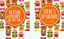 Load image into Gallery viewer, Tiki Party Huggers.Tropical Bachelorette or Birthday Luau Favors. Personalized Tiki Bar Party Huggers. Luau Wedding Shower Huggers! Tiki Bar