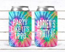 Load image into Gallery viewer, Tie Dye Personalized Huggers. 70s theme Party Favors. Tie Dye Party Favors! Disco theme Hippie 70's Birthday or Bachelorette Party Favors!