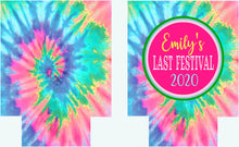 Load image into Gallery viewer, Tie Dye Personalized Huggers. Lake or River Party Favors. Tie Dye Party Favors! 70's Birthday or Bachelorette Tubing Party Favors!