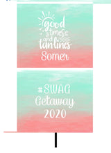 Load image into Gallery viewer, Good Times Slim party huggers. Skinny Beach favors. Personalized Lake Birthday or Bachelorette Favors. Slim Can Ombre Beach party favor!