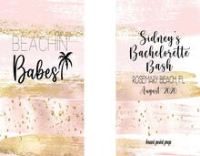 Load image into Gallery viewer, Rose Gold "Glitter" Party Huggers. Slim Can Party. Personalized Bachelorette Party favors. Birthday Party Favors! White and Gold favors.