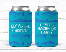 Load image into Gallery viewer, Blue Fish Huggers. Guy's Birthday Fish Huggers! Fishing Bachelor Party Favors. Guys Fishing Trip Huggers. Fishing Birthday Favors.