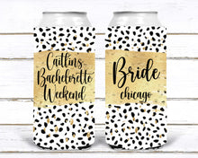 Load image into Gallery viewer, Gold "Glitter" Party Huggers. Slim Can Party. Personalized Bachelorette Party favors. Birthday Party Favors! White and Gold favors.