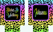 Load image into Gallery viewer, 80's Theme Party Huggers. Neon 80's Birthday or Bachelorette Huggers. Retro Birthday Coolies. Leopard Print favors! Dirty 30 party!