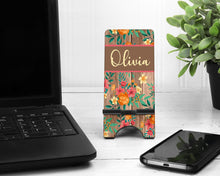 Load image into Gallery viewer, Wood Floral Phone Stand