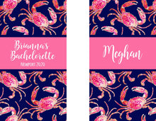 Load image into Gallery viewer, Crab Party Huggers. Slim Bachelorette or Birthday Beach Favors. Crab theme Favors. OCMD Beach Vacation! Skinny Can Crab Boil Favors