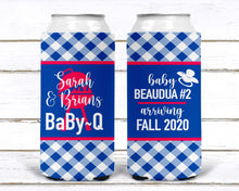 Load image into Gallery viewer, Baby Q Baby Slim Can Favors. BBQ Baby Shower Favors. Baby Shower Favors. Gender Reveal Party Favors. Personalized Baby Q Coolies!