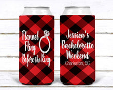 Load image into Gallery viewer, Plaid Flannel Party Huggers. Plaid Bachelorette or Birthday Party Favors. Asheville Bachelorette Party Favors! Red Plaid Birthday too!